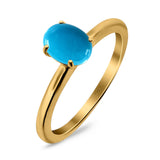 Art Deco Oval Natural Stone Solitaire Ring