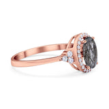Art Deco Oval Natural Stone Wedding Ring