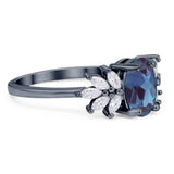 Art Deco Oval Natural Stone Floral Ring