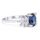 Art Deco Oval Natural Stone Floral Ring