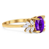 Art Deco Oval Natural Stone Floral Ring