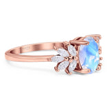 Art Deco Oval Natural Stone Floral Ring