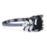 Art Deco Oval Natural Stone Floral Ring