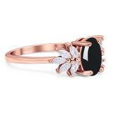 Art Deco Oval Natural Stone Floral Ring