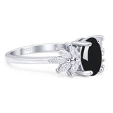 Art Deco Oval Natural Stone Floral Ring