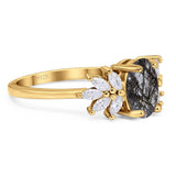 Art Deco Oval Natural Stone Floral Ring