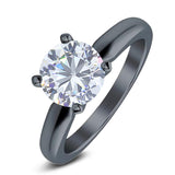  Round Natural Stone Solitaire Cathedral Ring