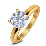  Round Natural Stone Solitaire Cathedral Ring