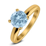  Round Natural Stone Solitaire Cathedral Ring