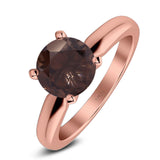  Round Natural Stone Solitaire Cathedral Ring