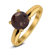  Round Natural Stone Solitaire Cathedral Ring