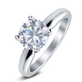  Round Natural Stone Solitaire Cathedral Ring