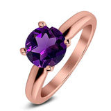  Round Natural Stone Solitaire Cathedral Ring