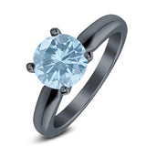  Round Natural Stone Solitaire Cathedral Ring