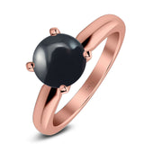  Round Natural Stone Solitaire Cathedral Ring
