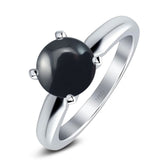  Round Natural Stone Solitaire Cathedral Ring