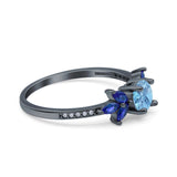 Art Deco Round Natural Stone Floral Ring