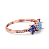 Art Deco Round Natural Stone Floral Ring