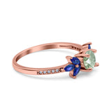 Art Deco Round Natural Stone Floral Ring