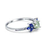 Art Deco Round Natural Stone Floral Ring