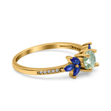 Art Deco Round Natural Stone Floral Ring