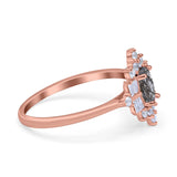 Floral Oval Natural Stone Wedding Ring