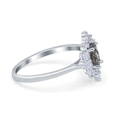 Floral Oval Natural Stone Wedding Ring