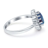 Art Deco Oval Natural Stone Flower Ring
