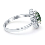 Art Deco Oval Natural Stone Flower Ring