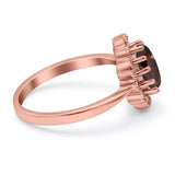 Art Deco Oval Natural Stone Flower Ring