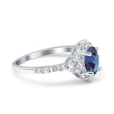 Art Deco Oval Natural Stone Halo Ring