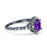 Art Deco Oval Natural Stone Halo Ring