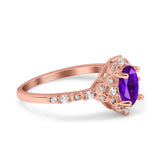Art Deco Oval Natural Stone Halo Ring
