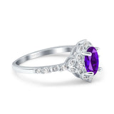 Art Deco Oval Natural Stone Halo Ring