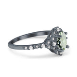 Art Deco Oval Natural Stone Halo Ring