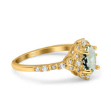 Art Deco Oval Natural Stone Halo Ring