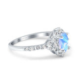 Art Deco Oval Natural Stone Halo Ring
