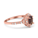 Art Deco Oval Natural Stone Halo Ring