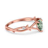 Floral Pear Teardrop Natural Stone Wedding Ring