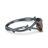 Floral Pear Teardrop Natural Stone Wedding Ring