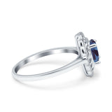 Art Deco Oval Natural Stone Flower Ring