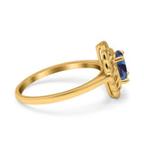 Art Deco Oval Natural Stone Flower Ring