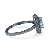 Art Deco Oval Natural Stone Flower Ring