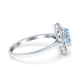 Art Deco Oval Natural Stone Flower Ring