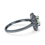 Art Deco Oval Natural Stone Flower Ring