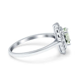 Art Deco Oval Natural Stone Flower Ring