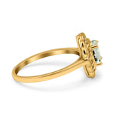 Art Deco Oval Natural Stone Flower Ring