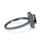 Art Deco Oval Natural Stone Flower Ring