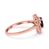 Art Deco Oval Natural Stone Flower Ring