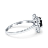 Art Deco Oval Natural Stone Flower Ring